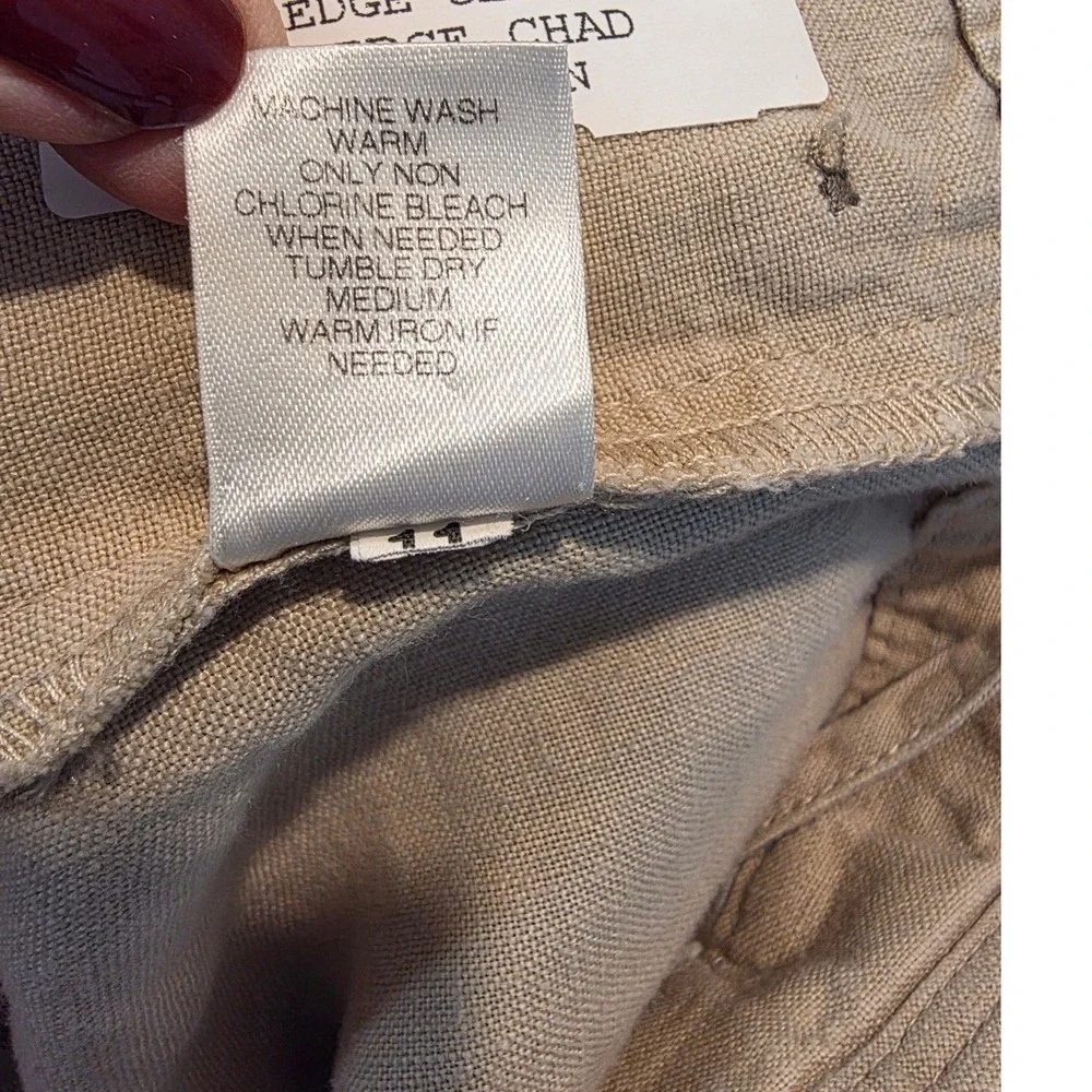 Murano Linen Pants Mens 38x30 Beige‎ Drawstring Button Fly Trousers vacation